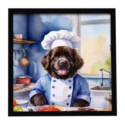 Caroline's Treasures Newfoundland The Chef Framed Metal Print In Multi