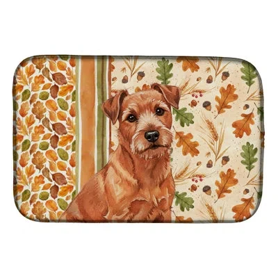 Caroline's Treasures Norfolk Terrier Heirloom Fall Dish Drying Mat In Natural