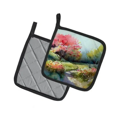 Caroline's Treasures North Carolina Dogwoods In Watercolor Pair Of Pot Holders In Multicolor