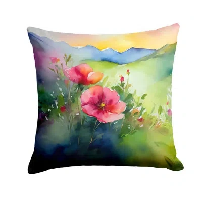Caroline's Treasures North Dakota Wild Prairie Roses In Watercolor Throw Pillow In Multicolor