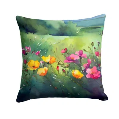 Caroline's Treasures North Dakota Wild Prairie Roses In Watercolor Throw Pillow In Multicolor