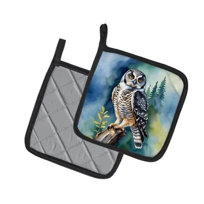 Caroline's Treasures Northern Hawk Owl Pair Of Pot Holders In Multicolor