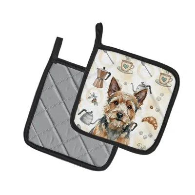 Caroline's Treasures Norwich Terrier Coffee Bar Pair Of Pot Holders In Multicolor