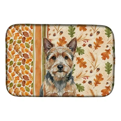 Caroline's Treasures Norwich Terrier Heirloom Fall Dish Drying Mat In Natural