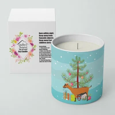 Caroline's Treasures Oberhasli Goat Christmas 10 oz Decorative Soy Candle In Blue;green