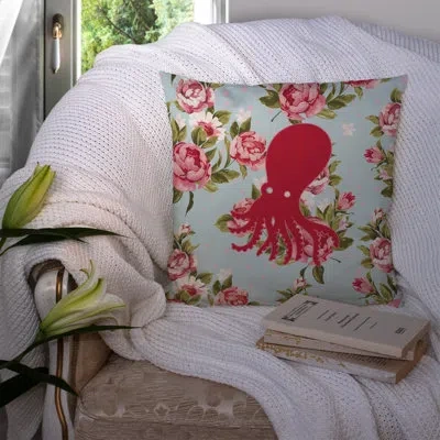 Caroline's Treasures Octopus Octopus Shabby Elegance Blue Roses Indoor/outdoor Throw Pillow