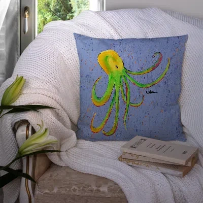 Caroline's Treasures Octopus On Blue 14" Throw Pillow