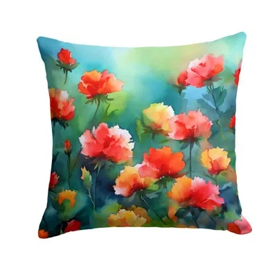 Caroline's Treasures Ohio Scarlet Carnations In Watercolor Throw Pillow In Multicolor