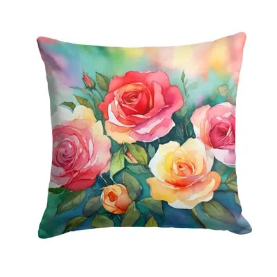 Caroline's Treasures Oklahoma Roses In Watercolor Throw Pillow In Multicolor