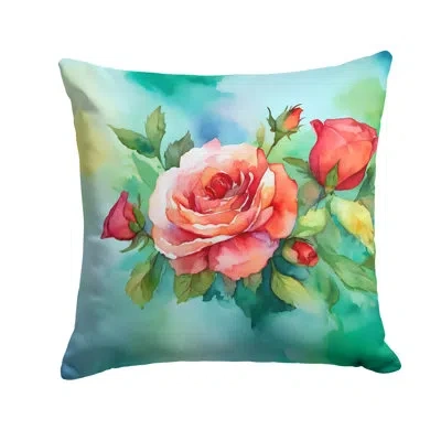 Caroline's Treasures Oklahoma Roses In Watercolor Throw Pillow In Multicolor
