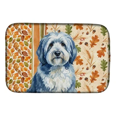 Caroline's Treasures Old English Sheepdog Heirloom Fall Dish Drying Mat In Natural