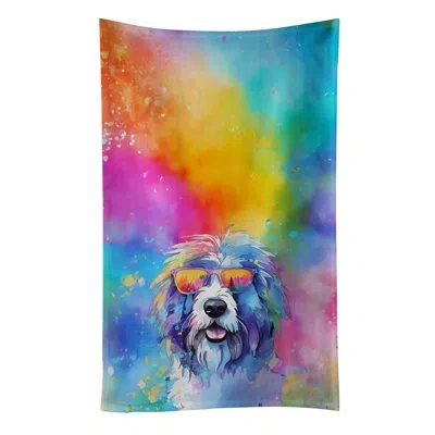 Caroline's Treasures Old English Sheepdog Hippie Dawg Kitchen Towel In Multicolor