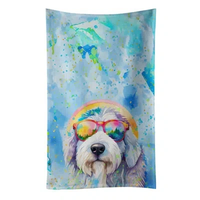 Caroline's Treasures Old English Sheepdog Hippie Dawg Kitchen Towel In Multicolor