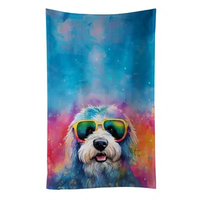 Caroline's Treasures Old English Sheepdog Hippie Dawg Kitchen Towel In Multicolor