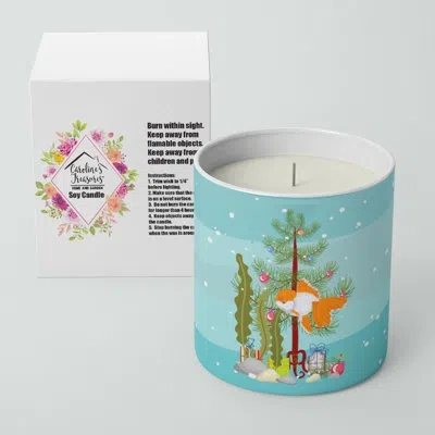 Caroline's Treasures Oranda Red Cap Goldfish Merry Christmas 10 oz Decorative Soy Candle In Blue;green