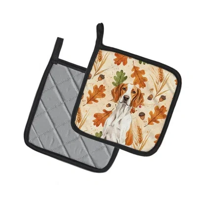 Caroline's Treasures Orange And White Pointer Heirloom Fall Pair Of Pot Holders In Multicolor