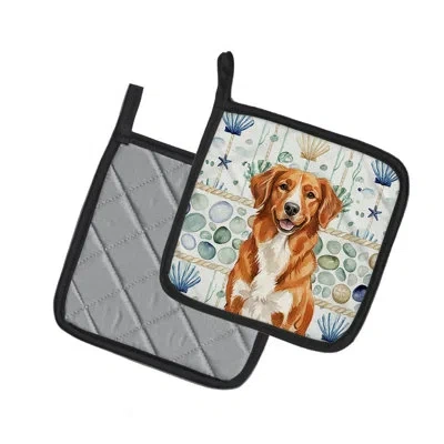 Caroline's Treasures Orange Nova Scotia Duck Tolling Retriever Coastal Sea Glass Pair Of Pot Holders In Multicolor