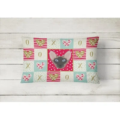 Caroline's Treasures Oriental Bicolor Cat Love Outdoor Rectangular Cushion With Filling