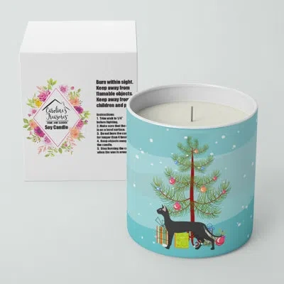 Caroline's Treasures Oriental Shorthair #1 Cat Merry Christmas 10 oz Decorative Soy Candle In Blue;green