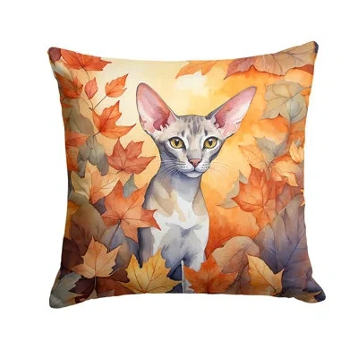 Caroline's Treasures Oriental Shorthair Cat In Fall Leaves Throw Pillow In Multicolor