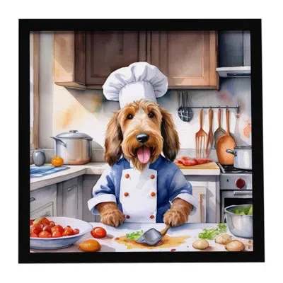 Caroline's Treasures Otterhound The Chef Framed Metal Print In Multi