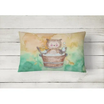 Caroline's Treasures Owl Bathing Watercolor Lumbar Pillow