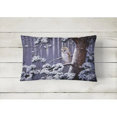 Caroline's Treasures Owl On A Tree Branch In The Snow Fabric Indoor/outdoor Throw Pillow