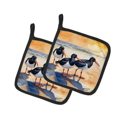 Caroline's Treasures Oystercatchers Foraging Pair Of Pot Holders In Multicolor