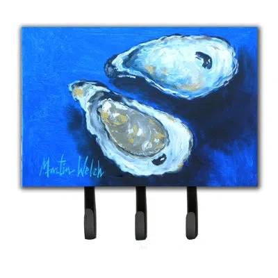 Caroline's Treasures Oysters Seafood Four Leash Holder And Key Hook In Blue