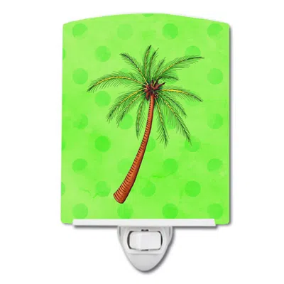 Caroline's Treasures Palm Tree Green Polkadot Ceramic Night Light