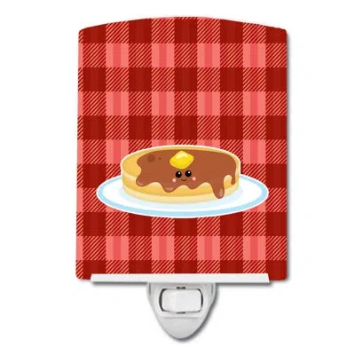 Caroline's Treasures Pancake Face Ceramic Night Light In Red