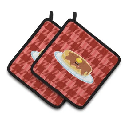 Caroline's Treasures Pancake Face Potholder In Red