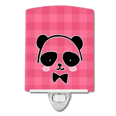 Caroline's Treasures Panda Bear Face Ceramic Night Light In Pink