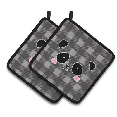 Caroline's Treasures Panda Bear Face Potholder In Black;gray