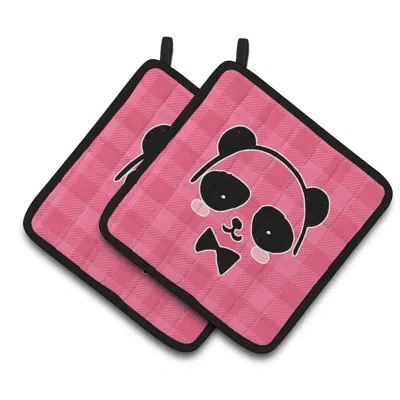 Caroline's Treasures Panda Bear Face Potholder In Black;pink