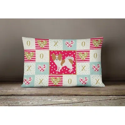 Caroline's Treasures Papillon #1 Love Outdoor Rectangular Cushion With Filling