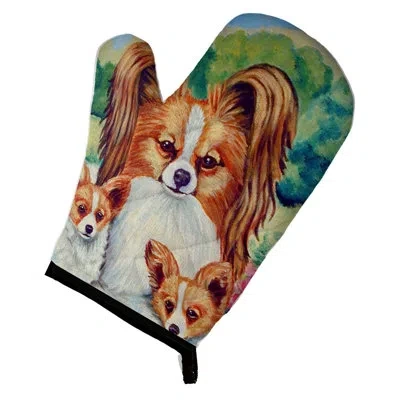 Caroline's Treasures Papillon A Momma's Love Oven Mitt In Brown;green