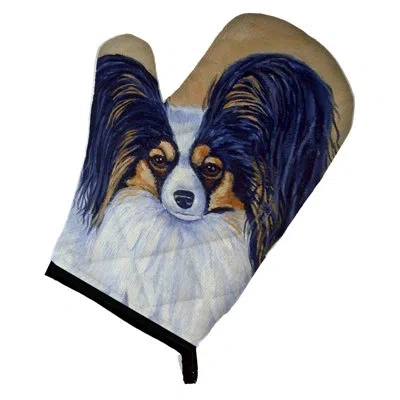 Caroline's Treasures Papillon A Rose For You Oven Mitt In Black;white
