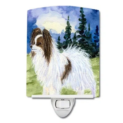 Caroline's Treasures Papillon Ceramic Night Light In Blue;green