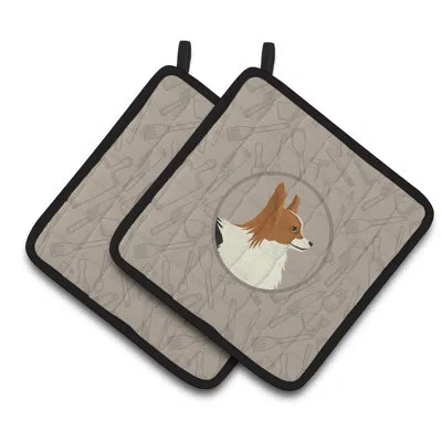 Caroline's Treasures Papillon In The Kitchen Potholder In Gray
