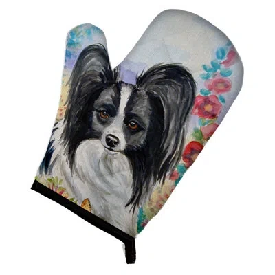 Caroline's Treasures Papillon Oven Mitt In Black;gray