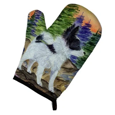 Caroline's Treasures Papillon Oven Mitt In Brown;green
