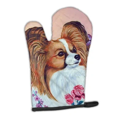 Caroline's Treasures Papillon Oven Mitt In Brown;white