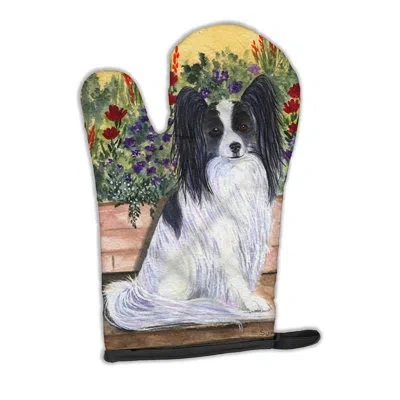 Caroline's Treasures Papillon Oven Mitt In White;green