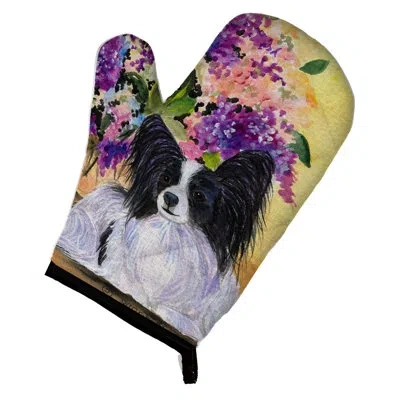 Caroline's Treasures Papillon Oven Mitt In White;purple