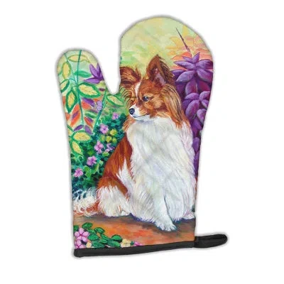Caroline's Treasures Papillon Oven Mitt In White;purple