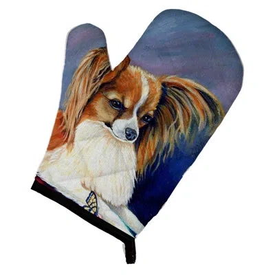Caroline's Treasures Papillon Rose And Butterfly Oven Mitt In Blue;brown