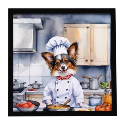 Caroline's Treasures Papillon The Chef Framed Metal Print In Multi