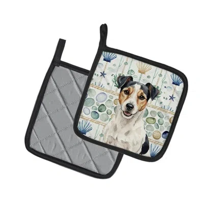 Caroline's Treasures Parson Russell Terrier Coastal Sea Glass Pair Of Pot Holders In Multicolor