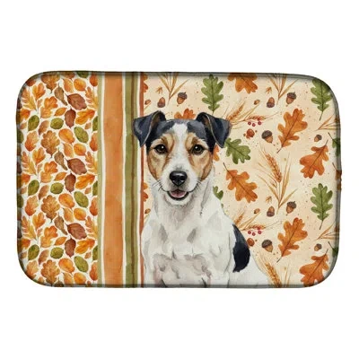 Caroline's Treasures Parson Russell Terrier Heirloom Fall Dish Drying Mat In Natural